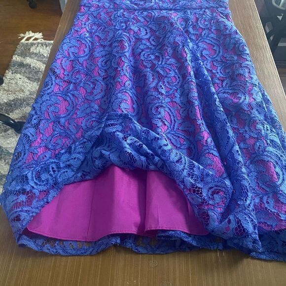 ADRIANNA PAPELL Lace Overlay A-Line Dress with pockets - Picture 8 of 13